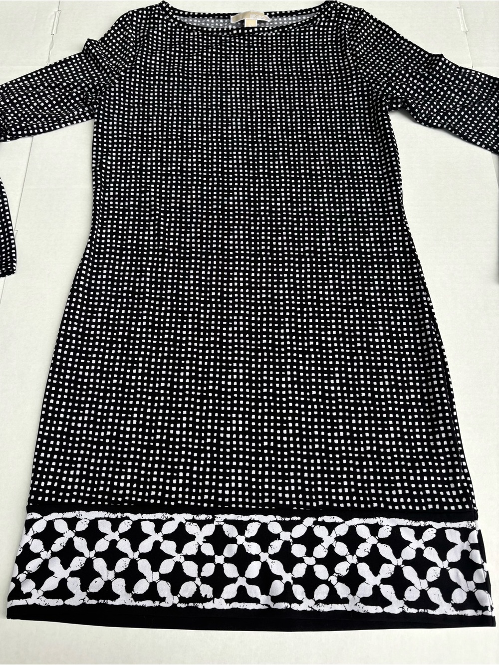 MICHAEL by Michael Kohrs Dress Petite Small Black & White Abstract Long Sleeve